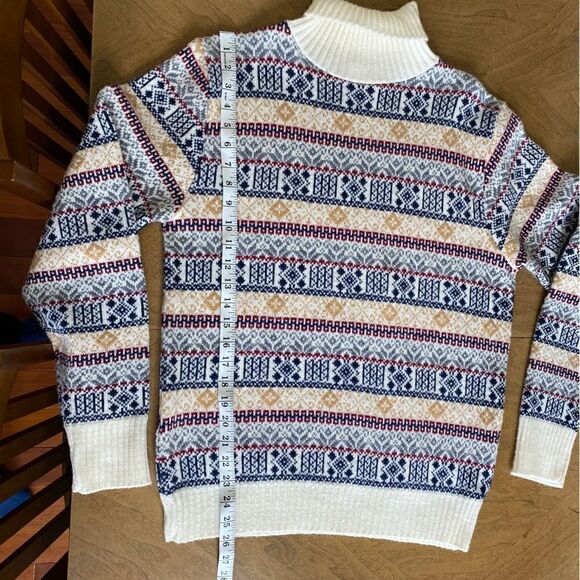 Vintage Acrylic Fair Isle Style Turtleneck Sweater Size M - Picture 6 of 8